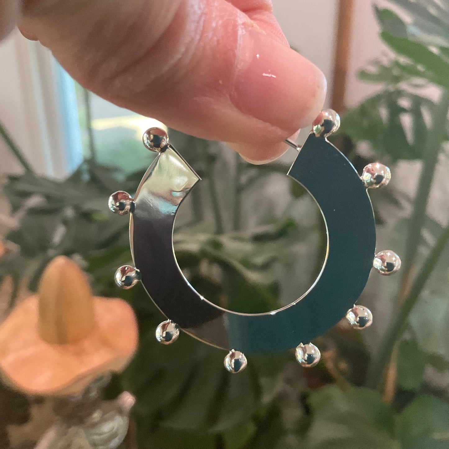 sterling silver Modernist large Hoops light  dangle Earrings NEW