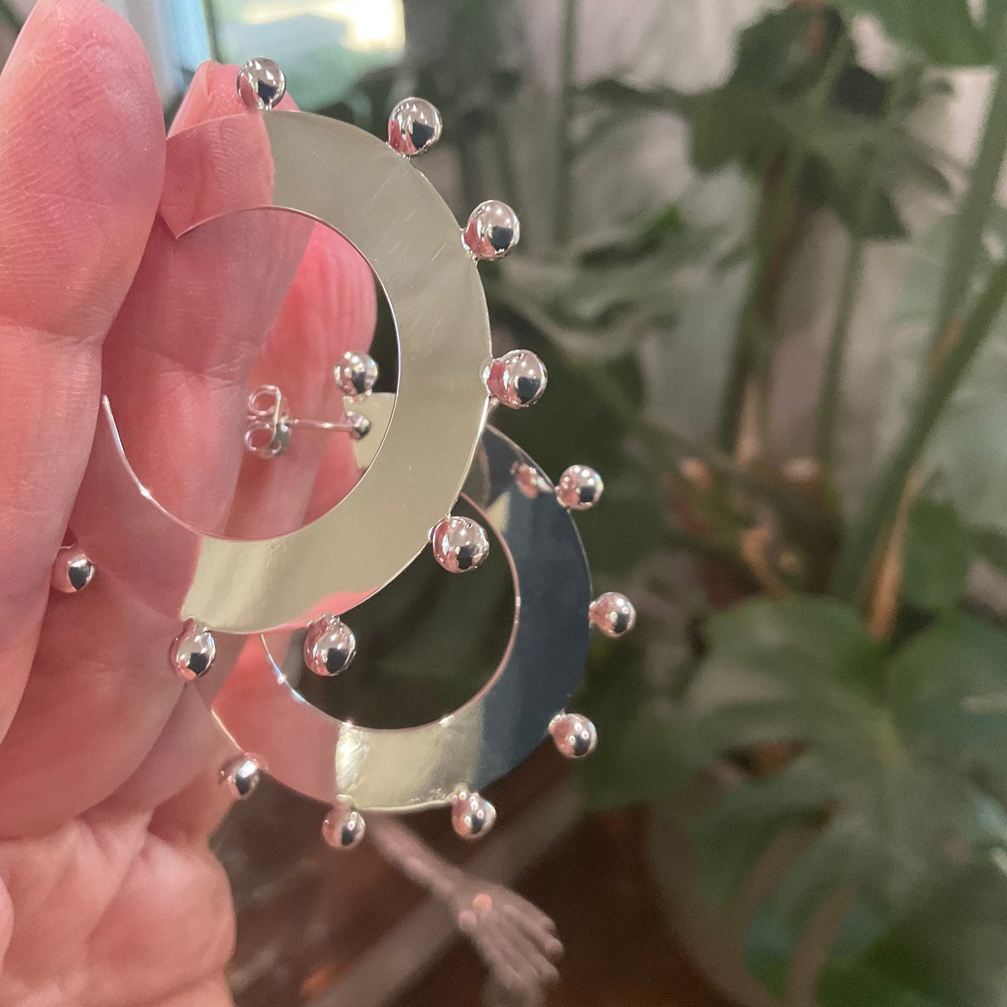 sterling silver Modernist large Hoops light  dangle Earrings NEW