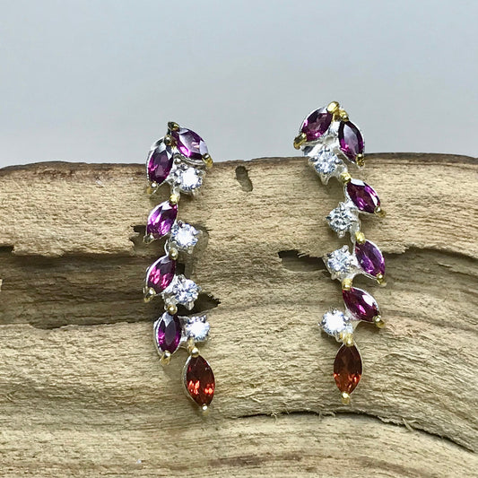 Handmade Sterling Silver Rhodolite Garnet Stud earrings