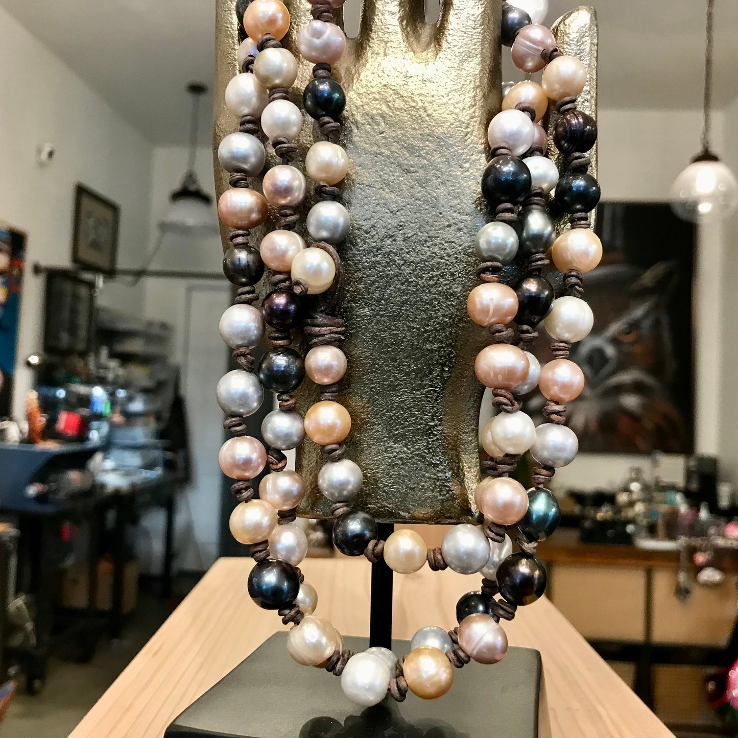 Natural cultivated pearls multi color pastel long pearl necklace