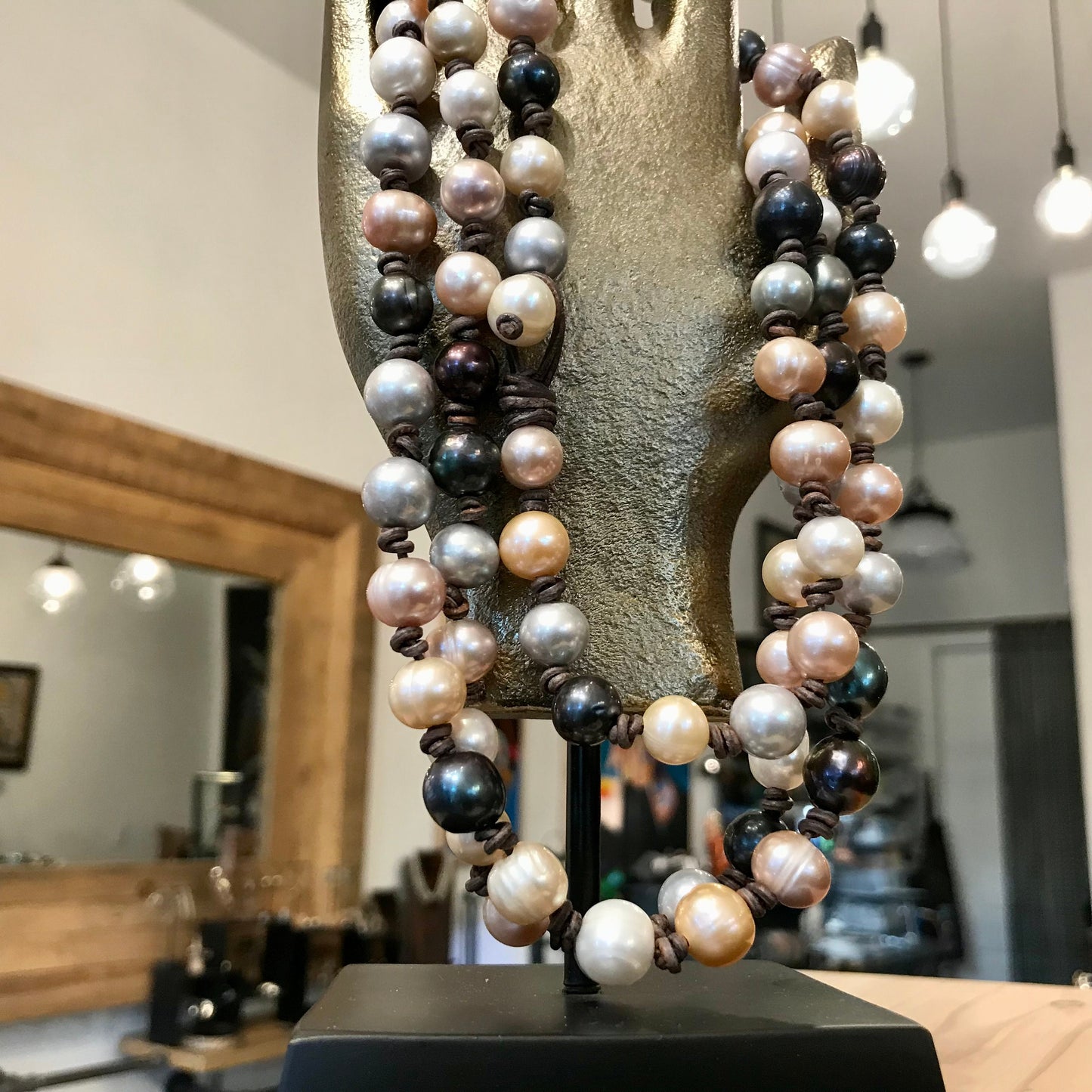 Natural cultivated pearls multi color pastel long pearl necklace