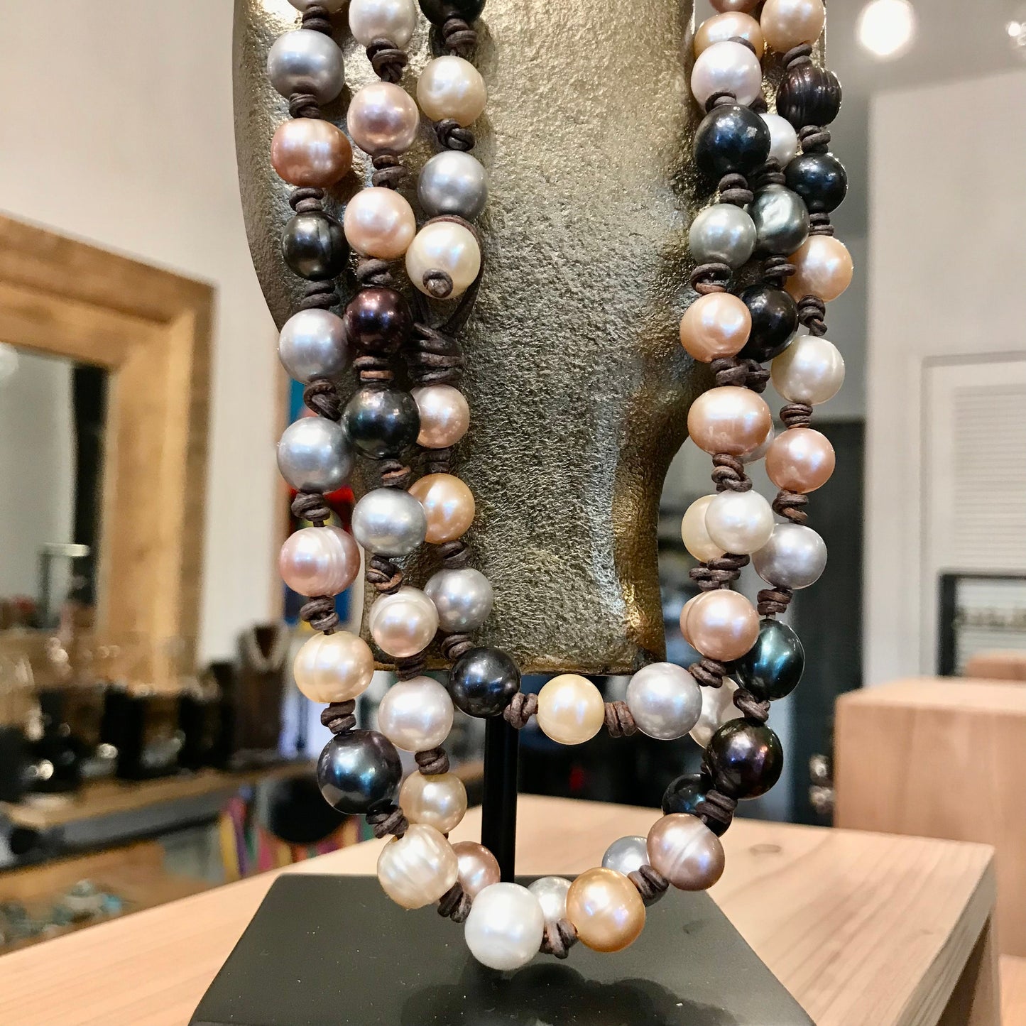 Natural cultivated pearls multi color pastel long pearl necklace