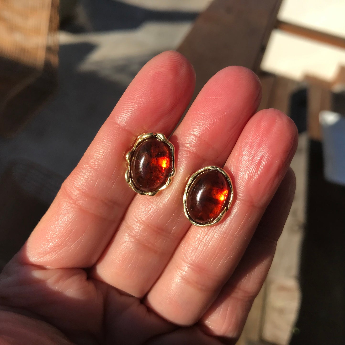 Natural  Amber handmade stud Earrings