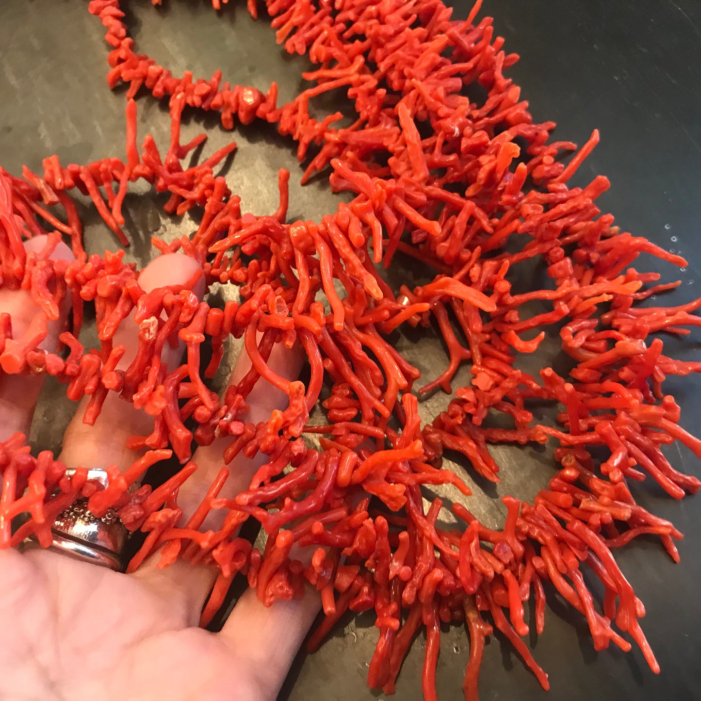 Sterling Silver Multi strand Italian branch coral vintage statement necklace
