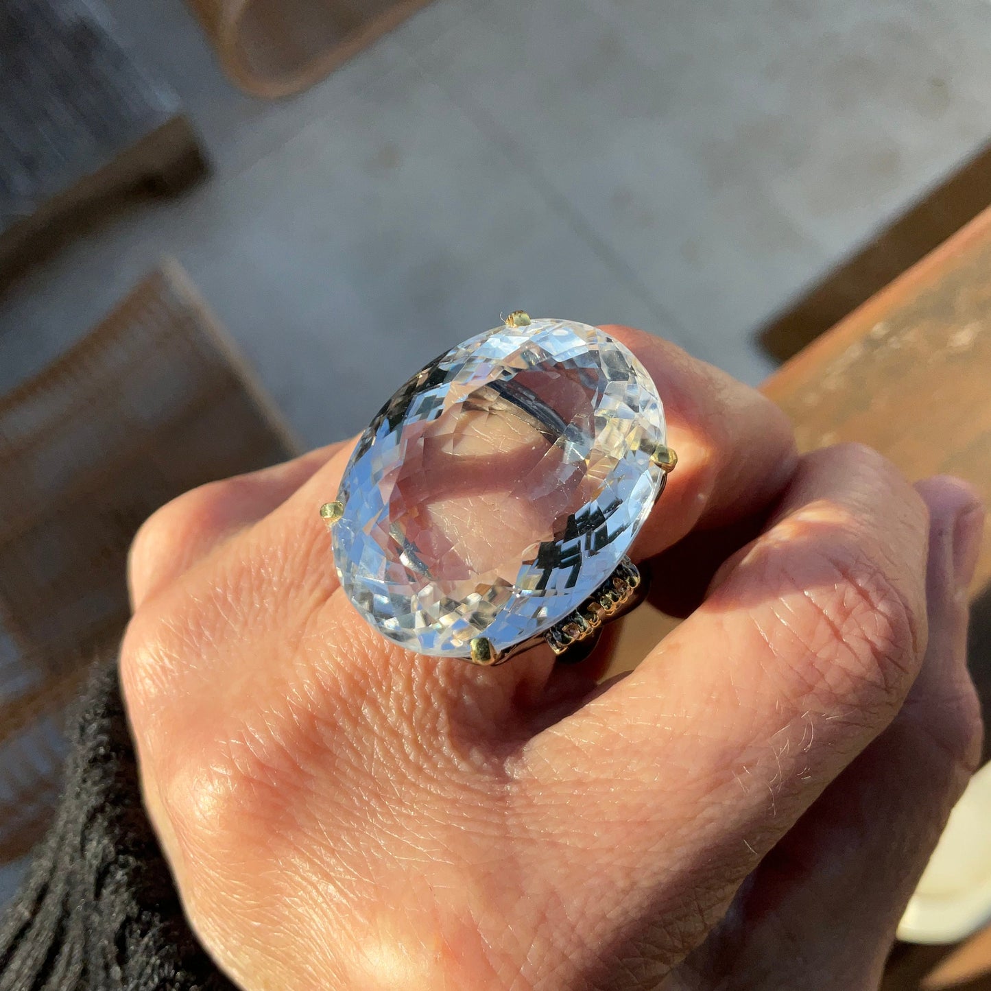 sterling silver natural 50ct quartz huge statement ring 8