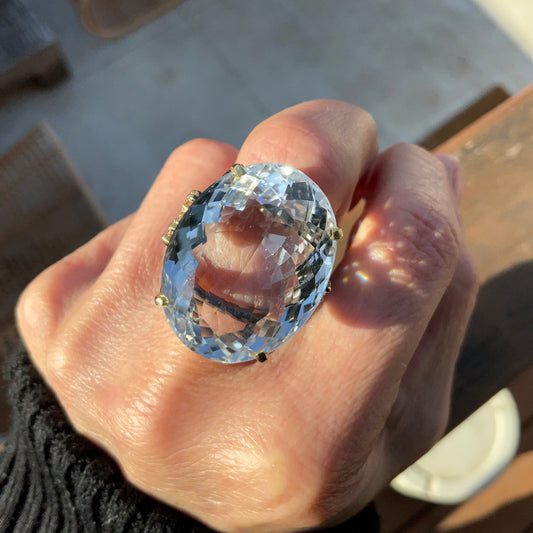 sterling silver natural 50ct quartz huge statement ring 8