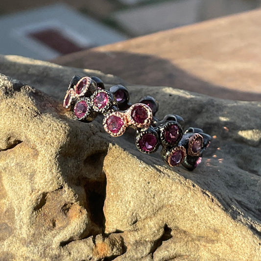 Handmade Sterling Silver rhodolite Band  ring 8