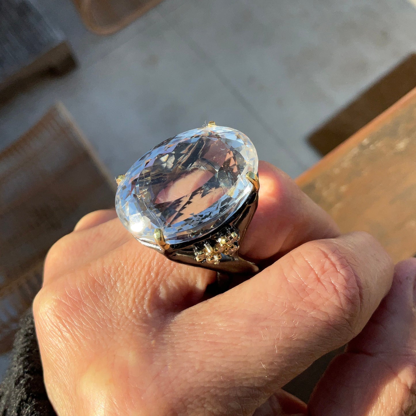 sterling silver natural 50ct quartz huge statement ring 8