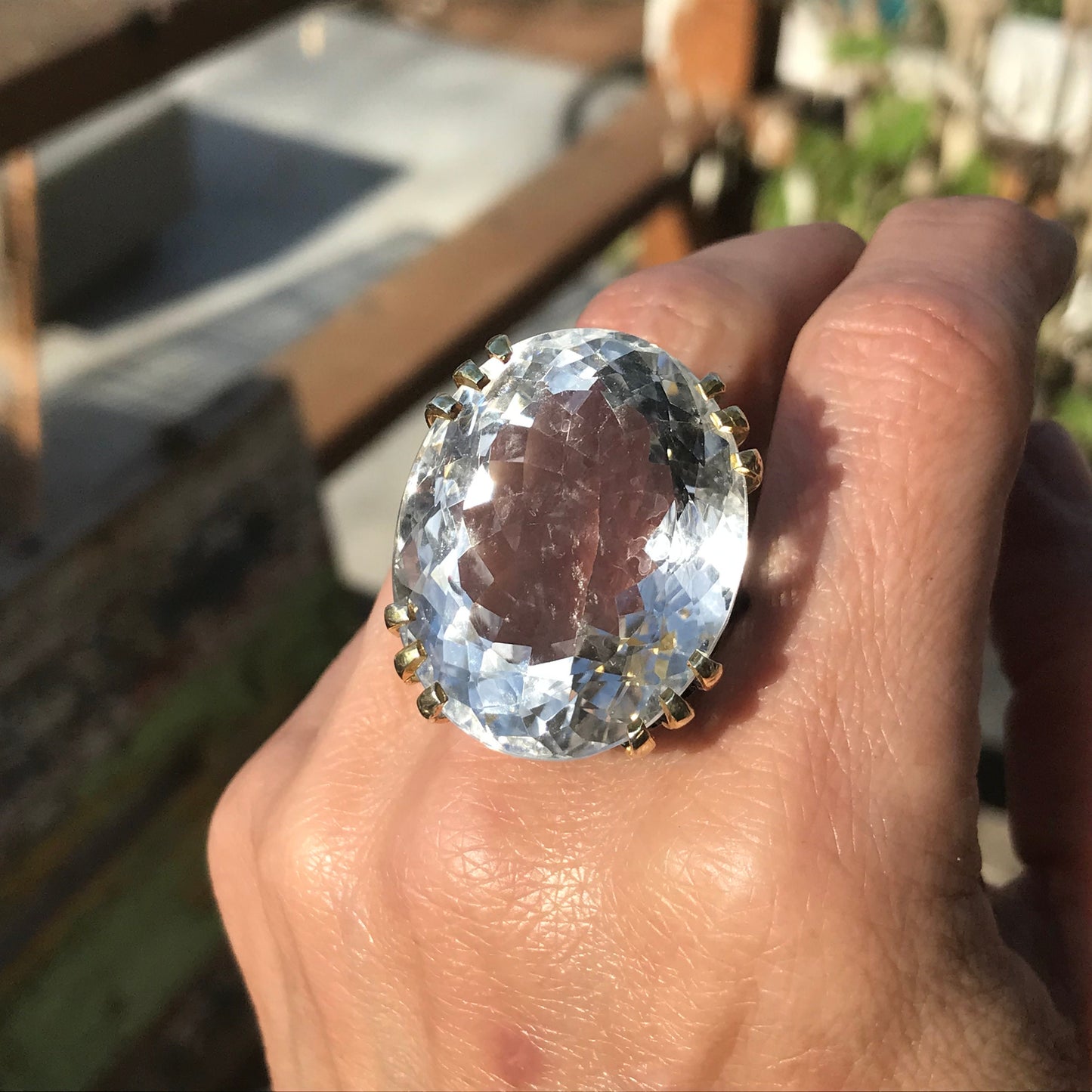 sterling silver natural quartz huge statement ring 8.5