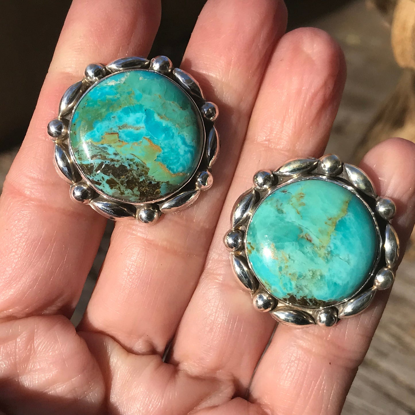 Sterling  Silver turquoise statement oversize stud earrings