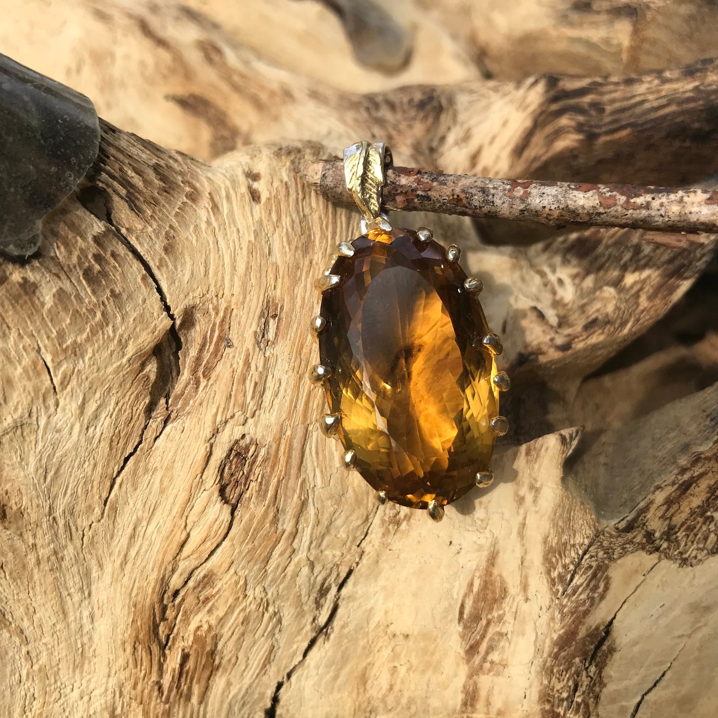 sterling silver Natural citrine pendant for necklace