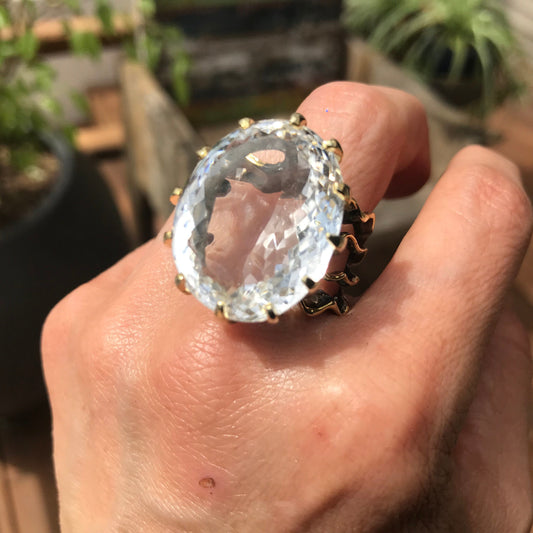sterling silver natural quartz roots 40ct statement ring 9