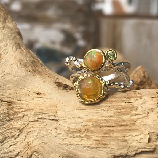 sterling silver natural orange fire opal  band ring 6