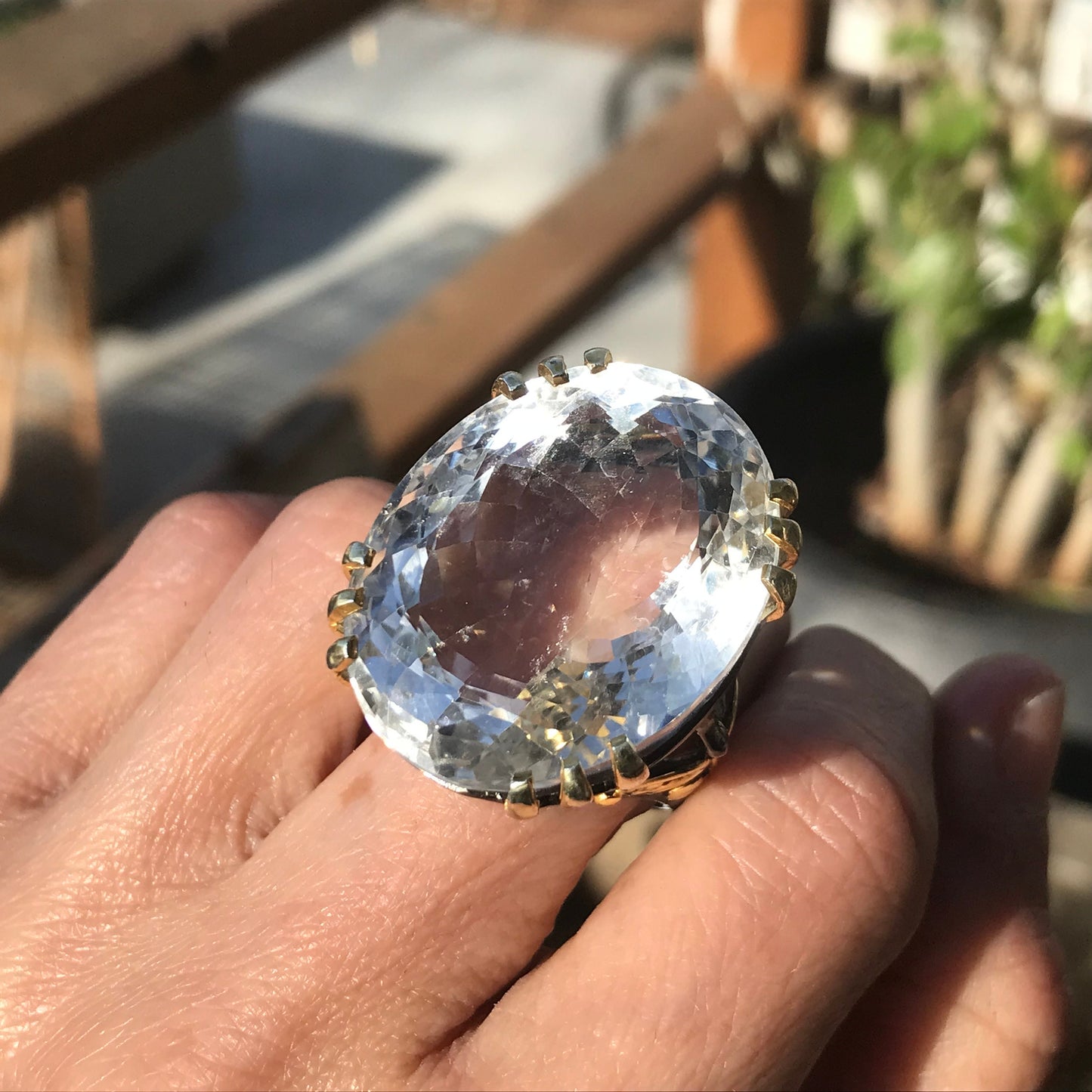 sterling silver natural quartz huge statement ring 8.5