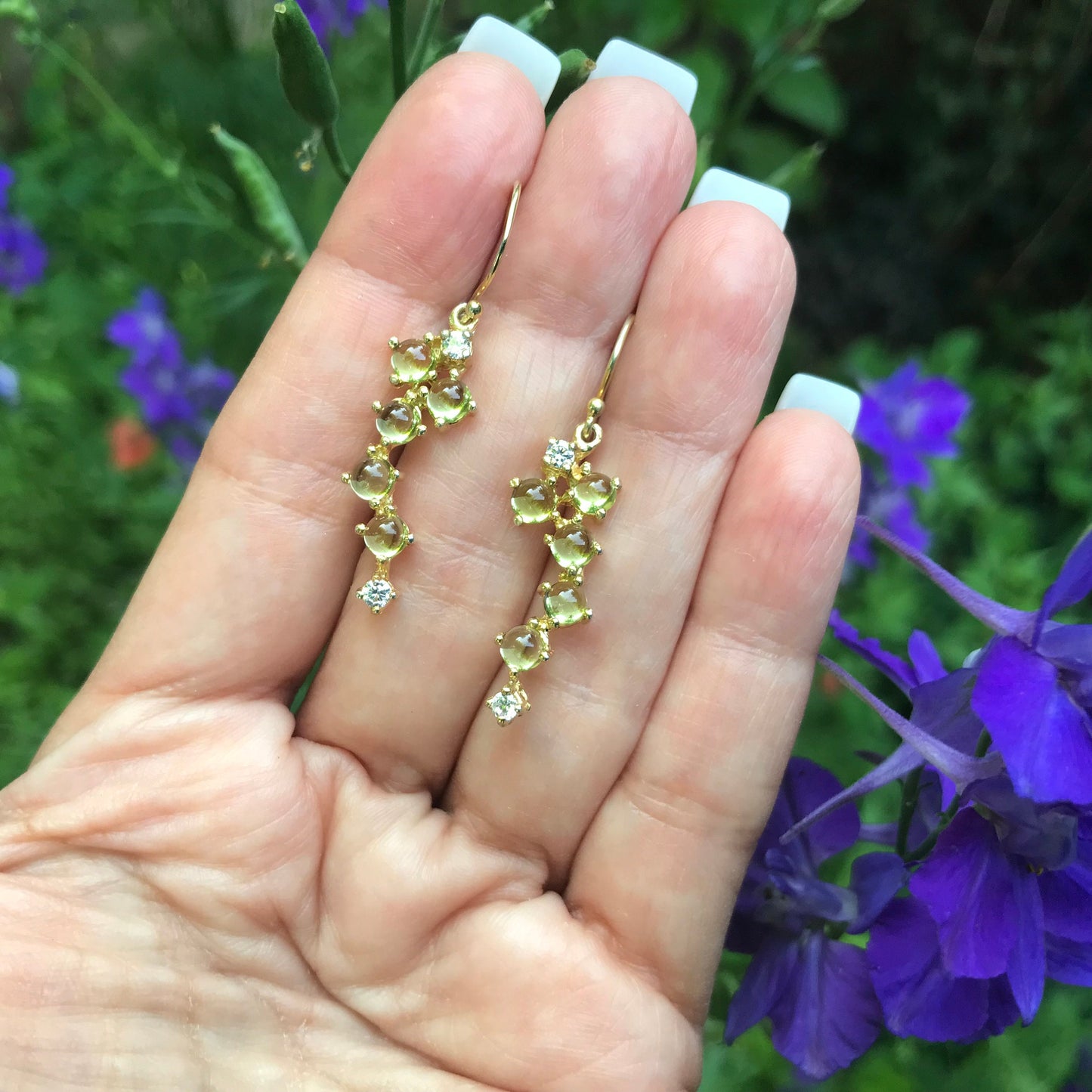 Sterling Silver Peridot gold Dangle Earrings