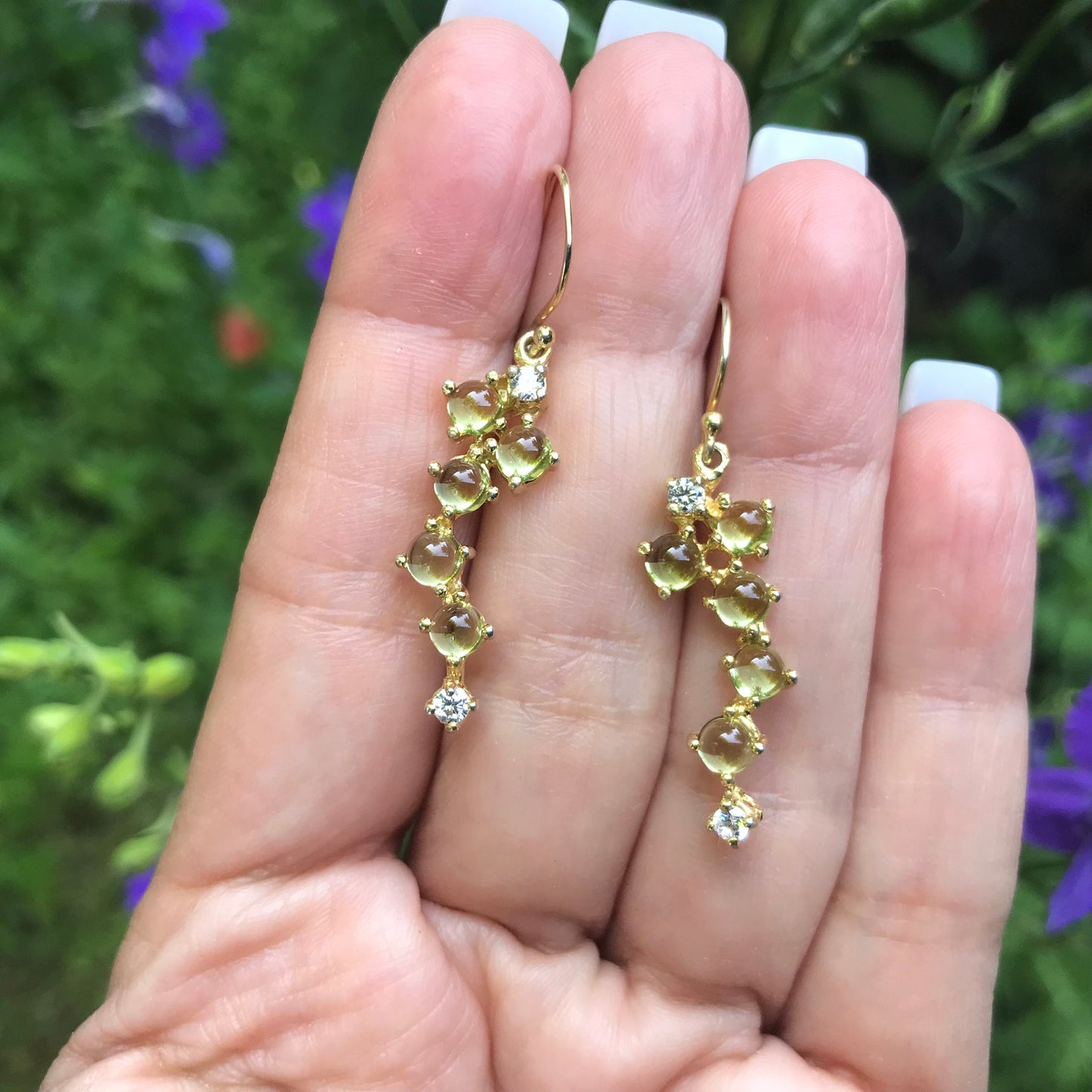 Sterling Silver Peridot gold Dangle Earrings
