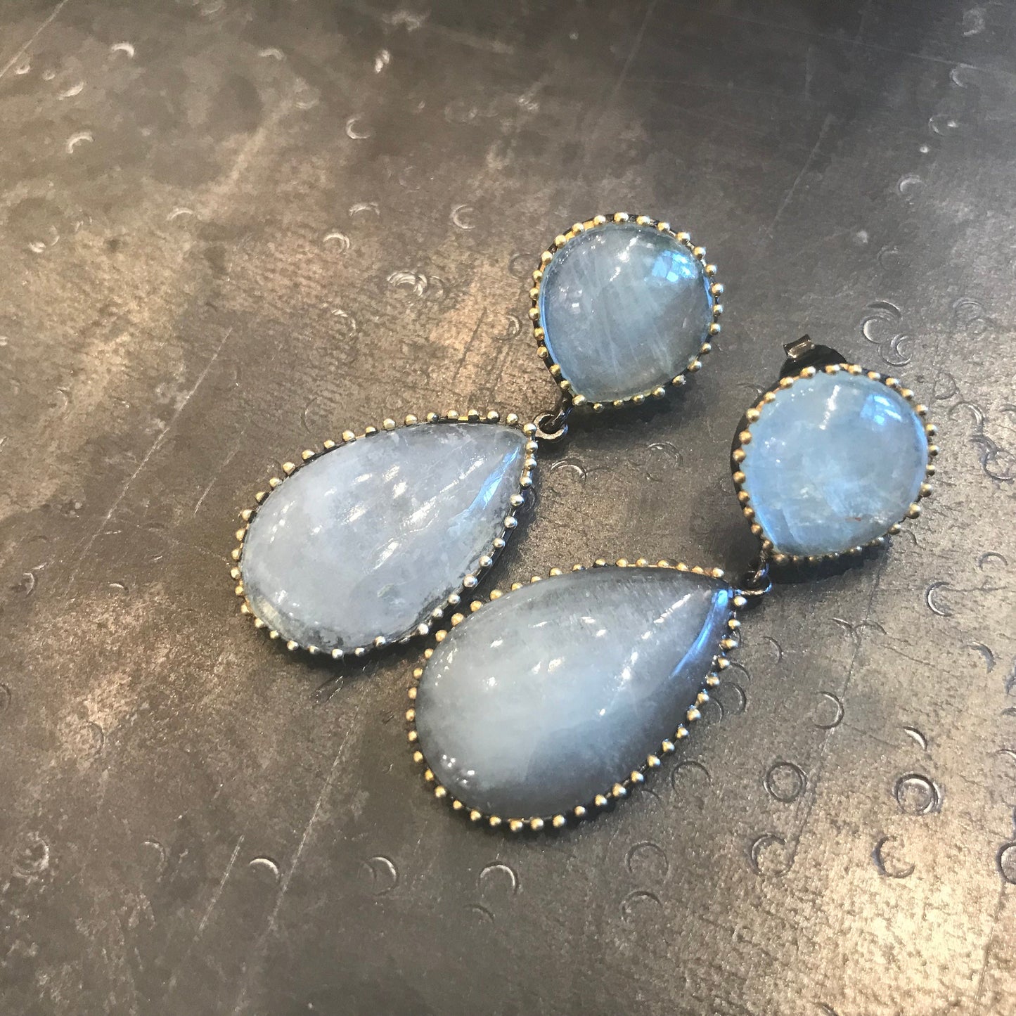 Sterling silver Natural aquamarine dangle  Earrings