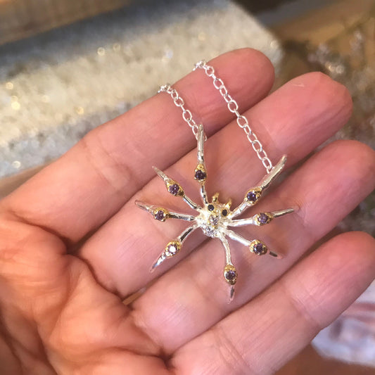 Sterling silver  spider necklace