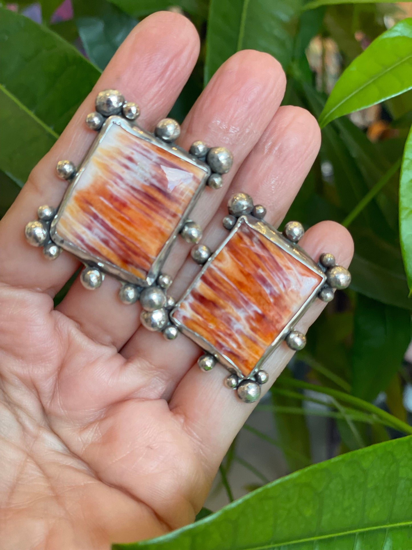 Sterling Silver spiny oyster statement oversize stud earrings