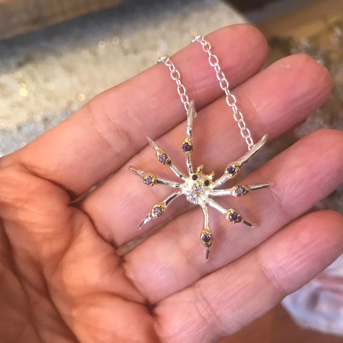 Sterling silver  spider necklace