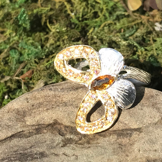 Sterling silver marquis citrine butterfly ring 8