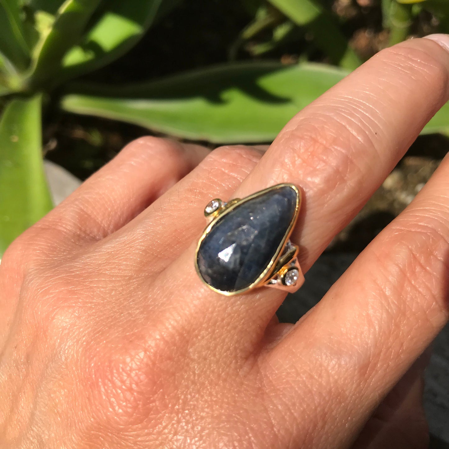 Handmade Sterling Silver Natural Blue Sapphire  Ring 7