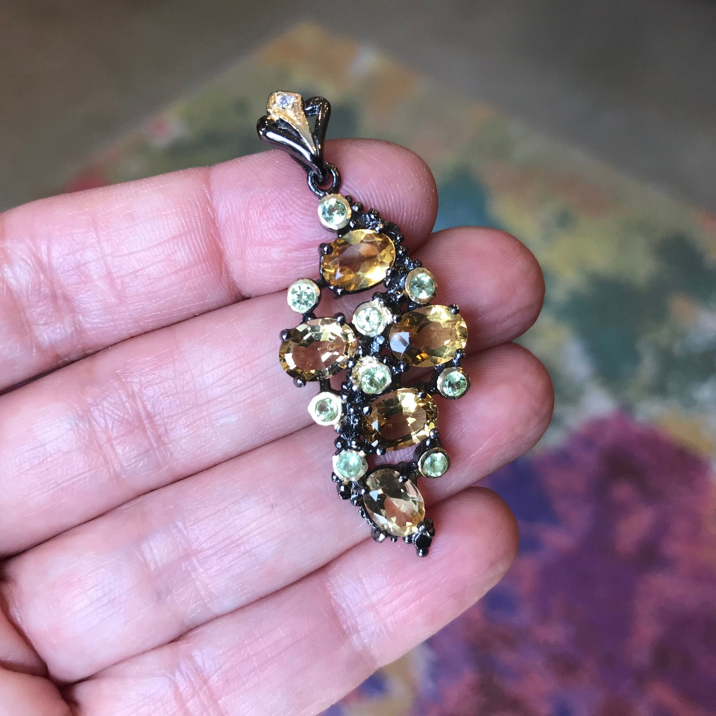 sterling silver Natural Citrine peridot  pendant for necklace