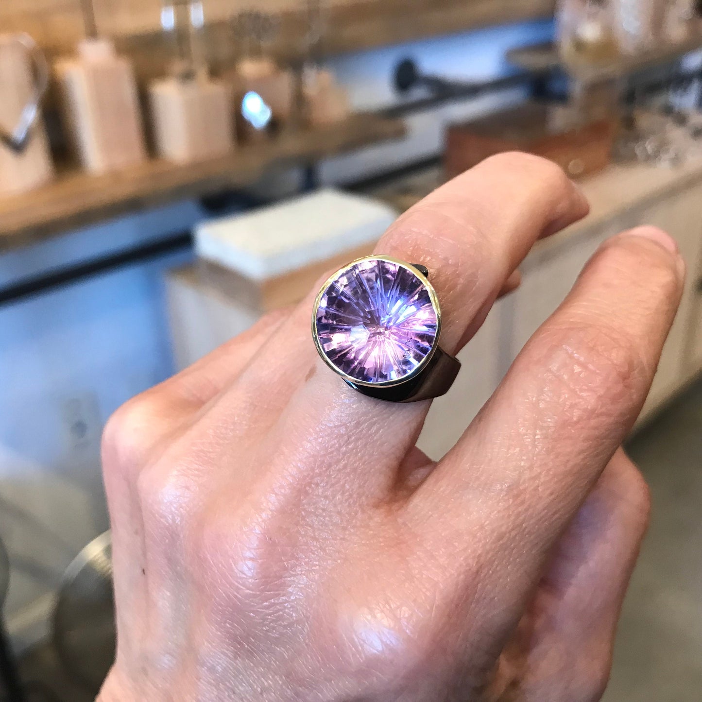 sterling Amethyst band  Ring 7