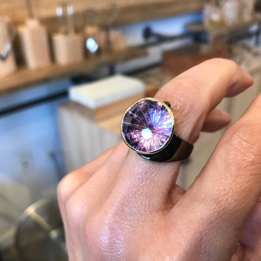 sterling Amethyst band  Ring 7