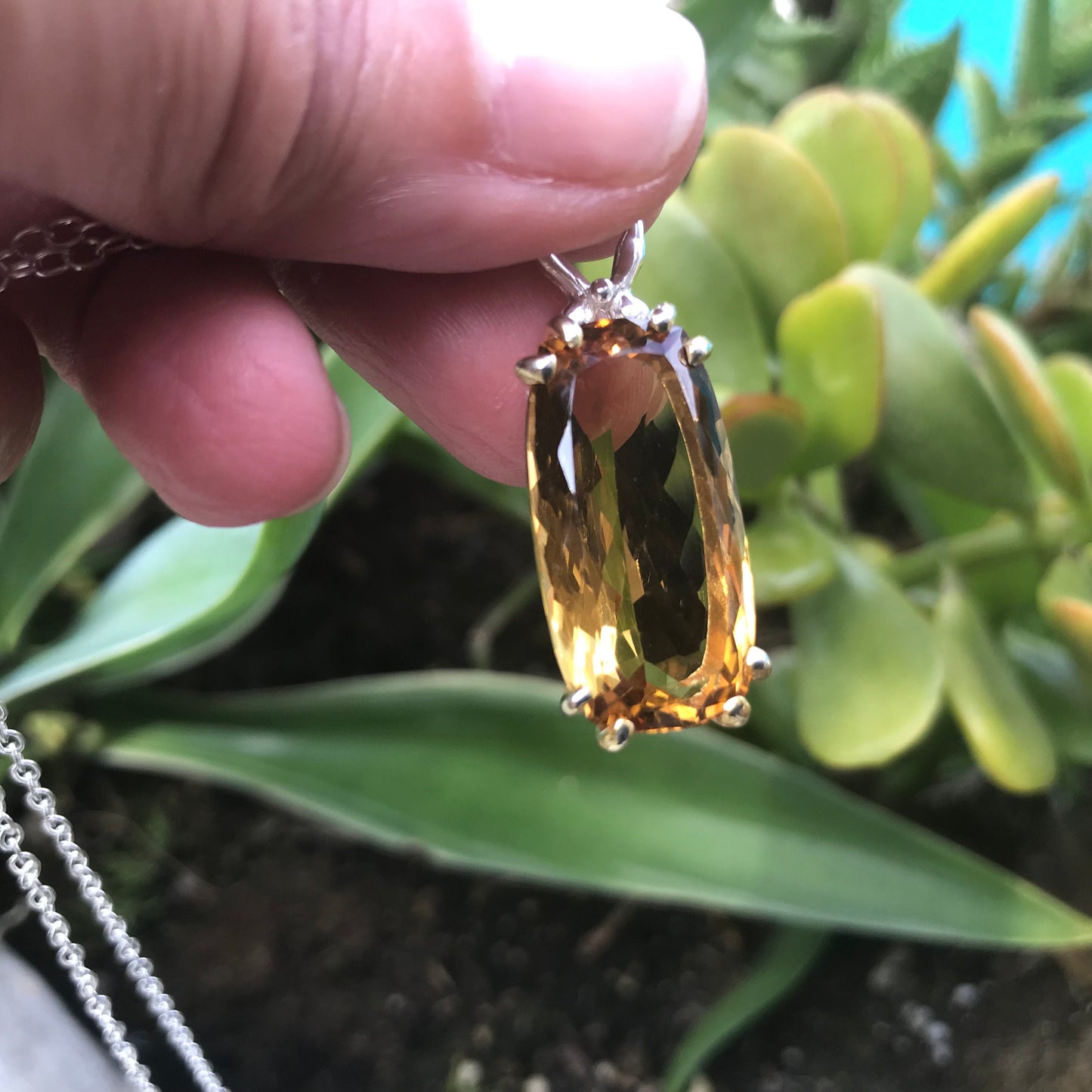 sterling silver Natural citrine pendant with necklace