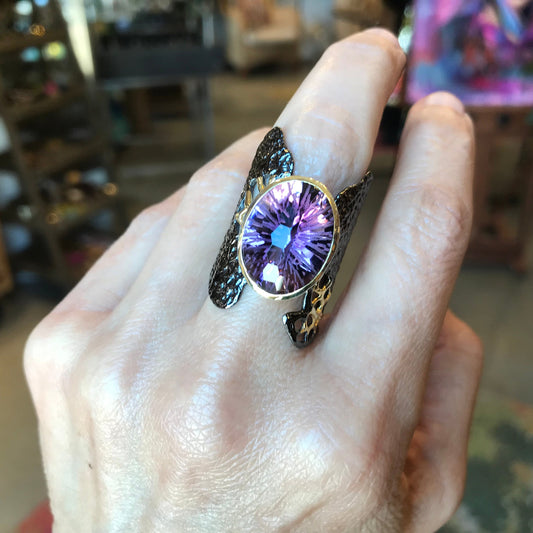 Sterling Silver Amethyst Band statement ring 8