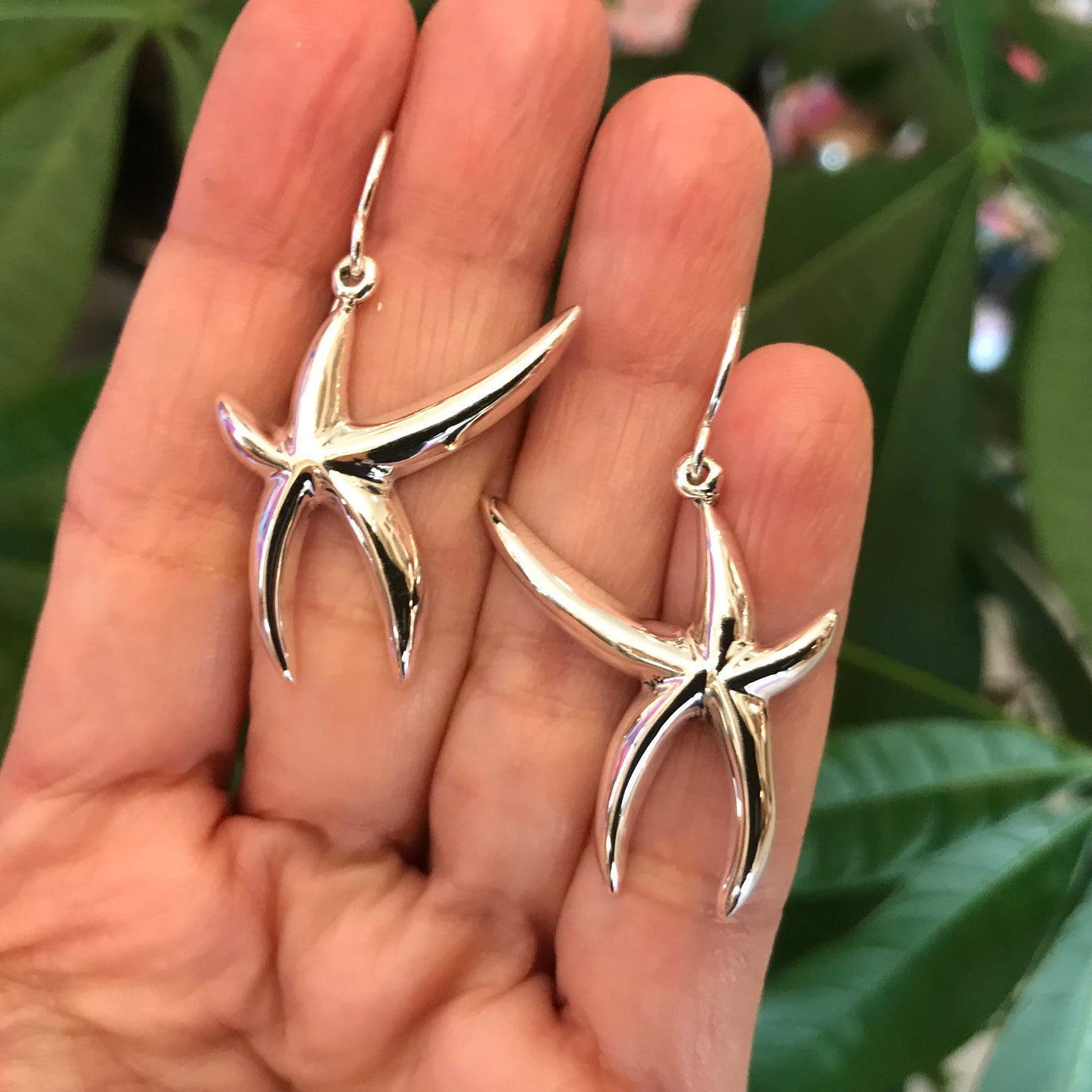 Sterling  Silver Starfish star Fish earrings
