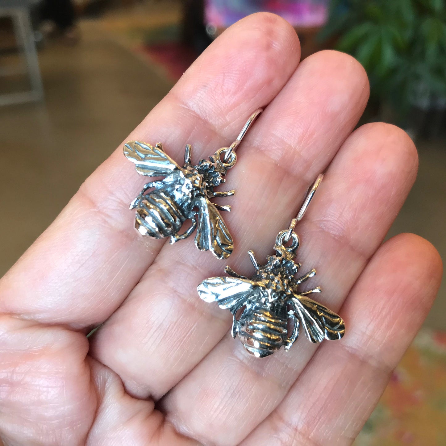 Sterling Silver bee dangle earrings
