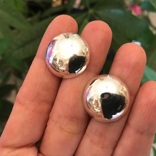 sterling silver polished large stud dome earrings