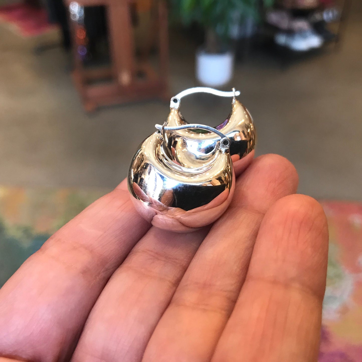 sterling silver Modernist small light hoop Earrings