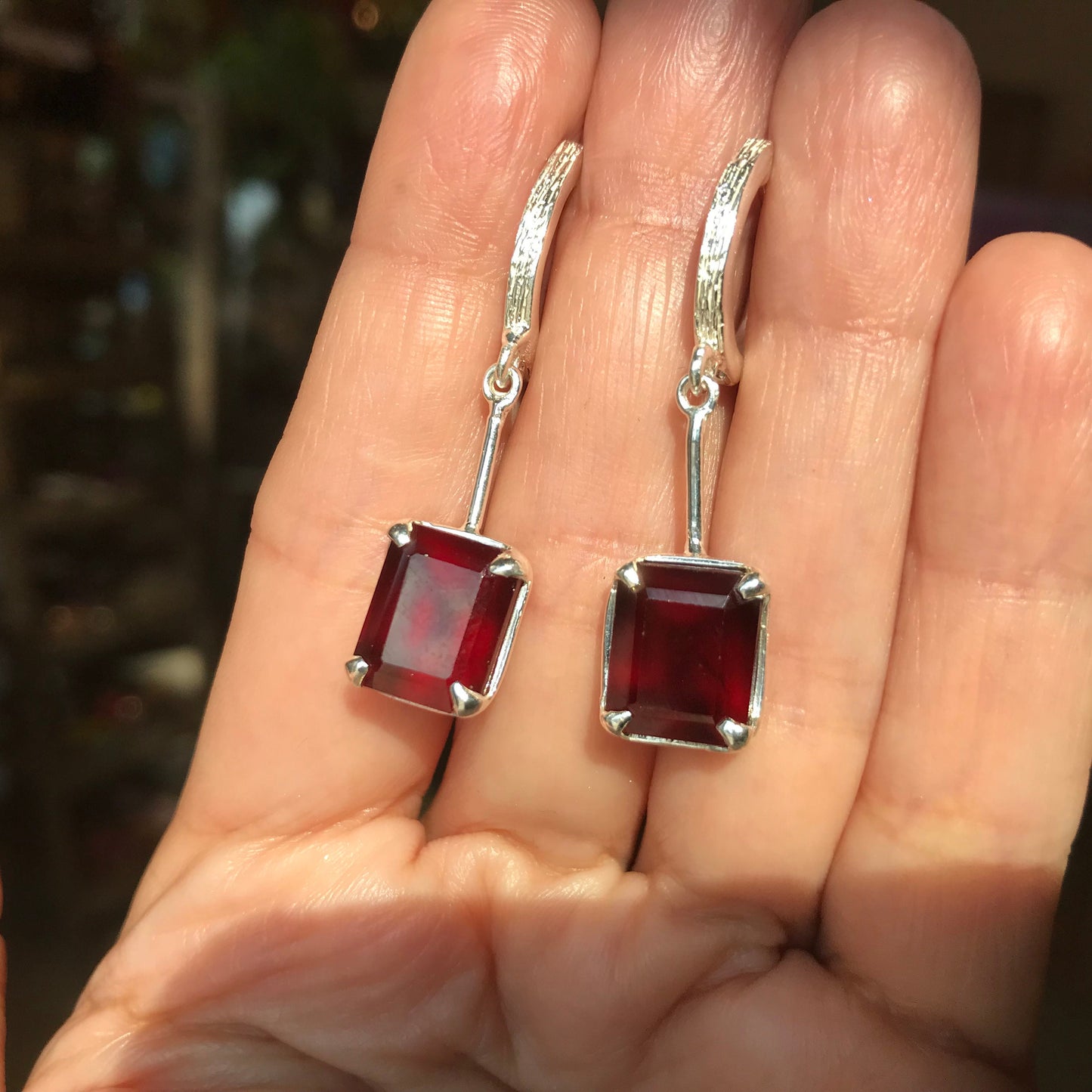 Sterling Silver exquisite red hessonite earrings