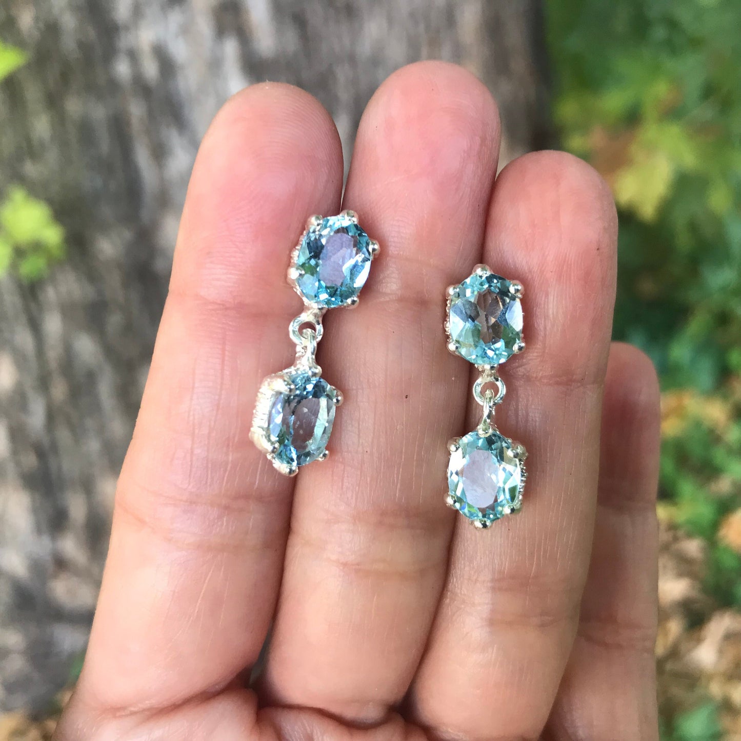 Sterling Silver blue topaz post earrings