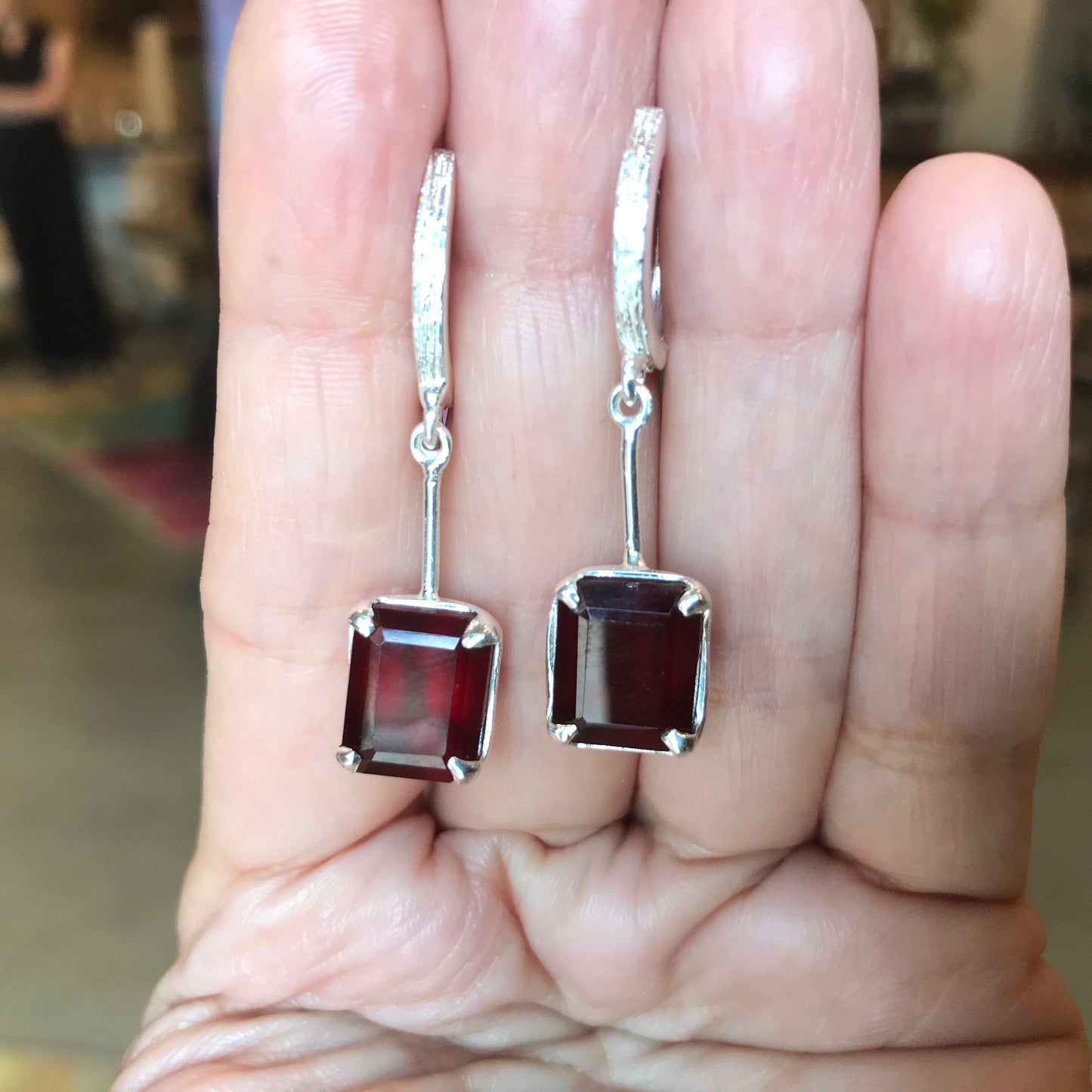 Sterling Silver exquisite red hessonite earrings