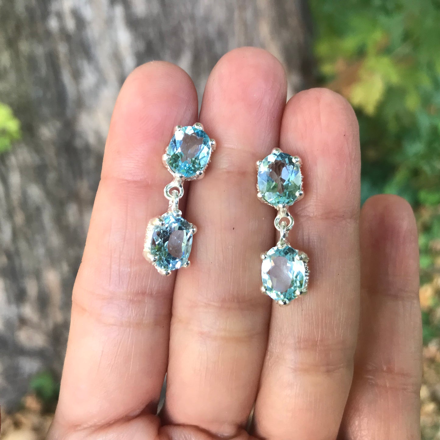 Sterling Silver blue topaz post earrings
