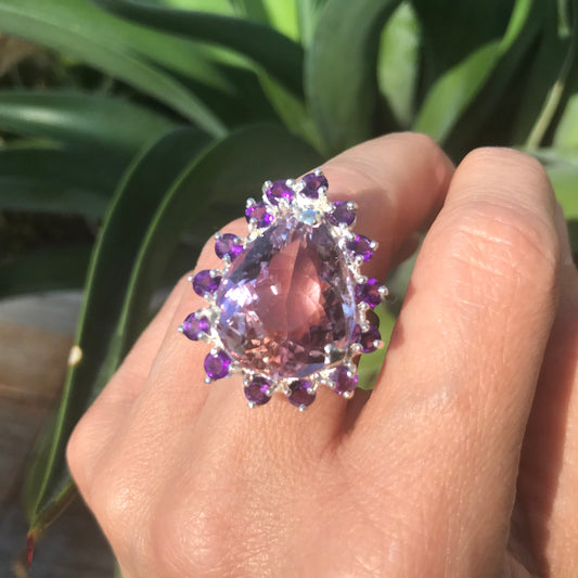 Sterling Silver ametrine Statement amethyst ring 9
