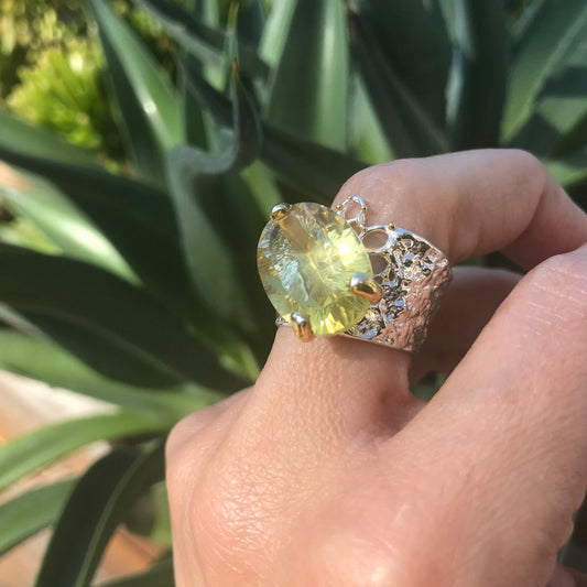 sterling silver lemon quartz band ring 8