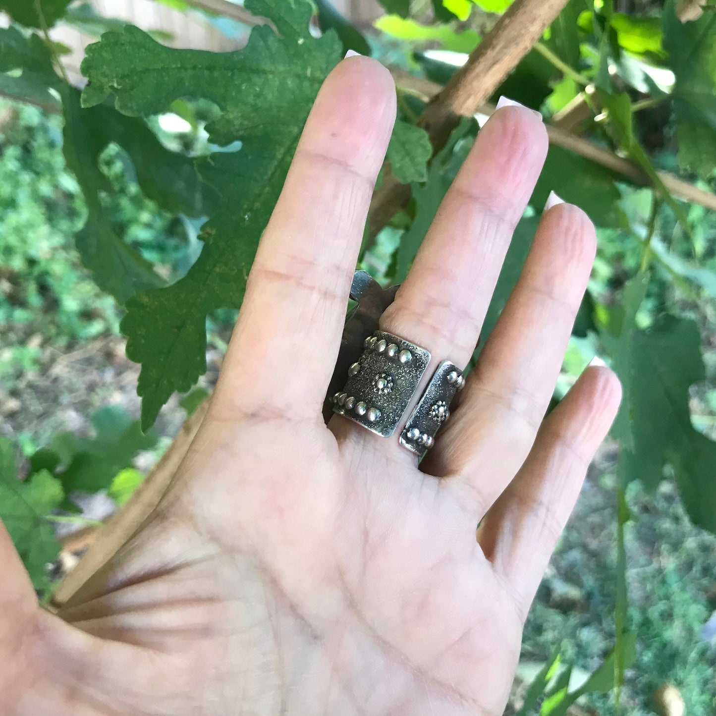 Sterling Statement Guatemalan Jade adjustable cuff ring