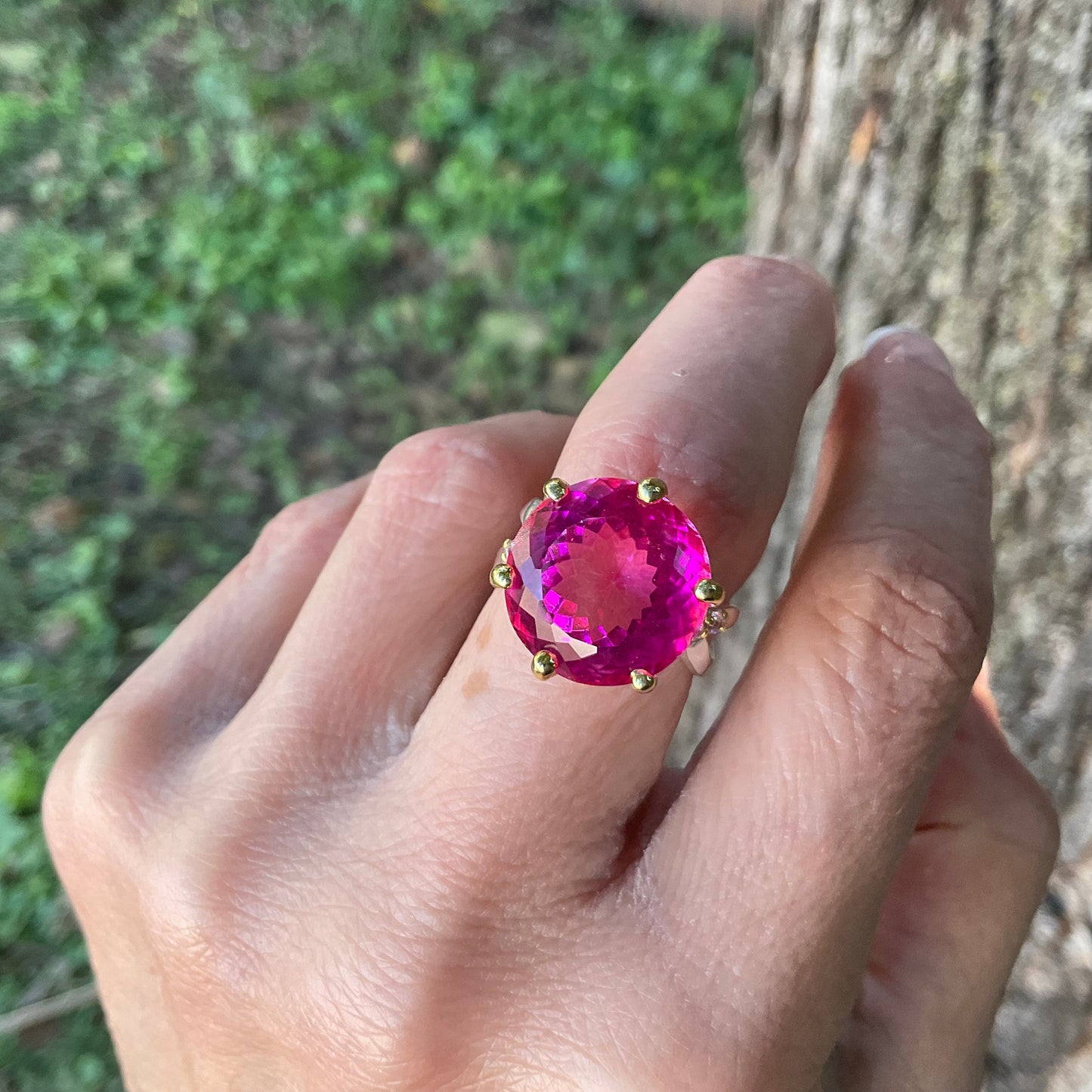 Sterling Silver pink topaz ring 7