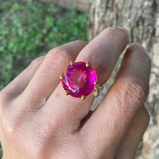 Sterling Silver pink topaz ring 7