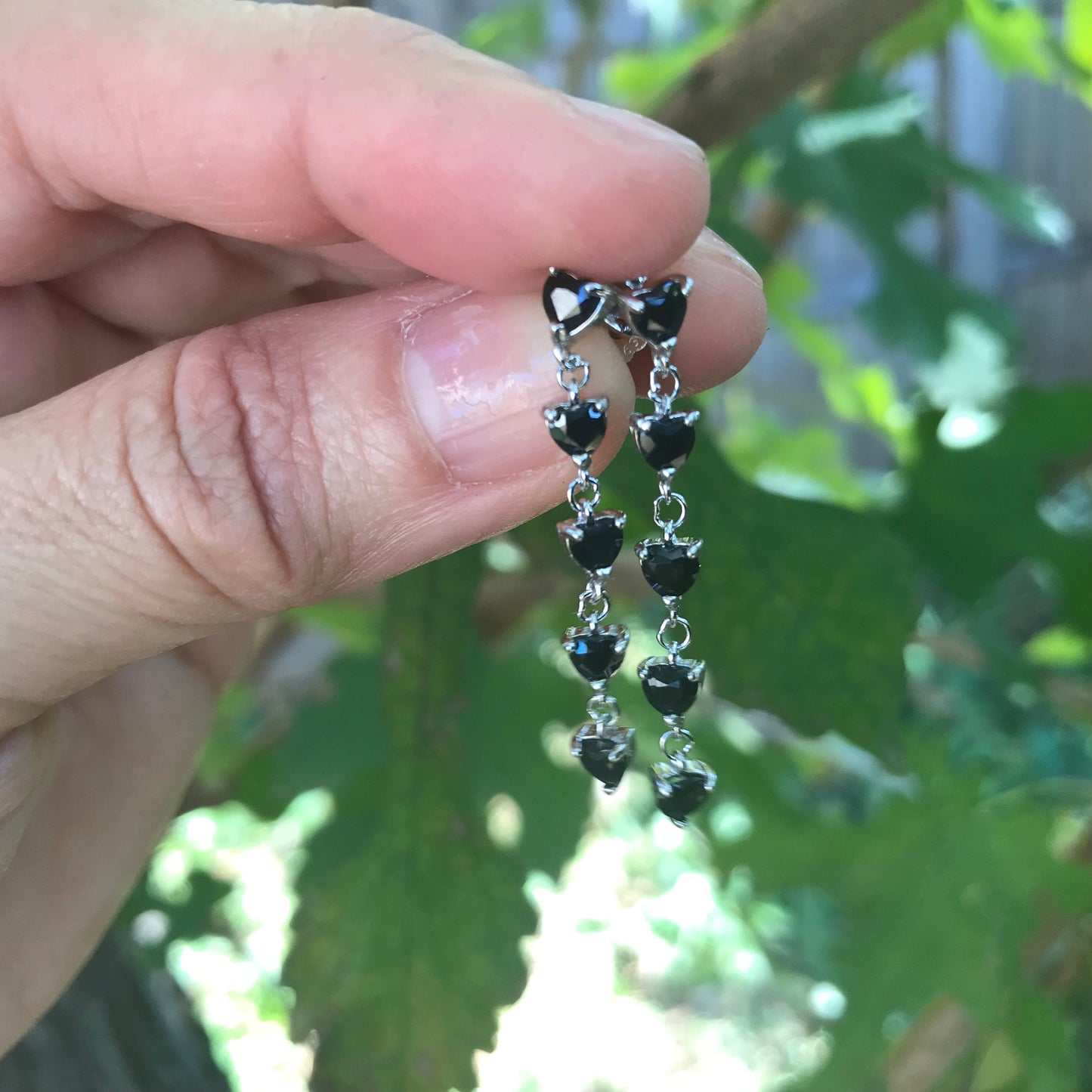 sterling silver black sapphire Stud earrings