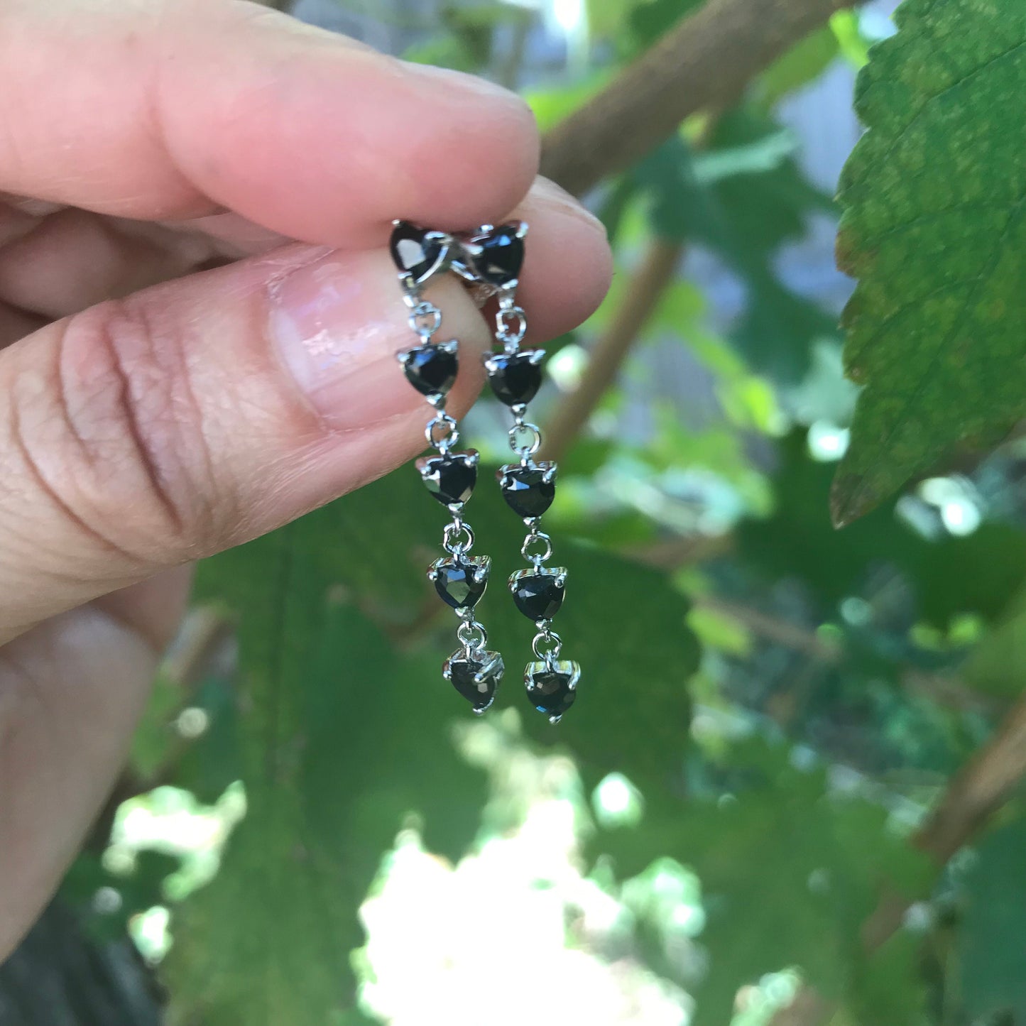 sterling silver black sapphire Stud earrings