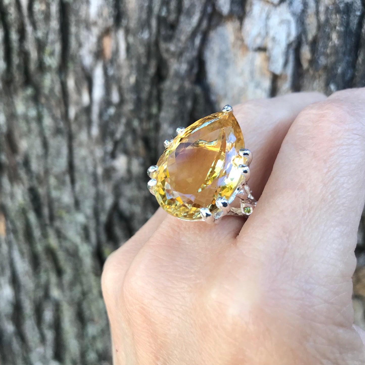 sterling silver natural citrine pear shape ring 8