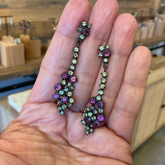Sterling Silver Rhodolite organic art earrings