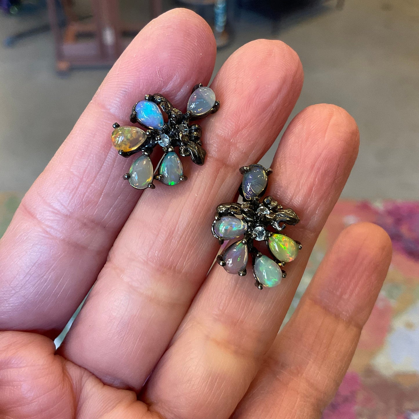 Sterling Silver Natural fire Opal post Earrings