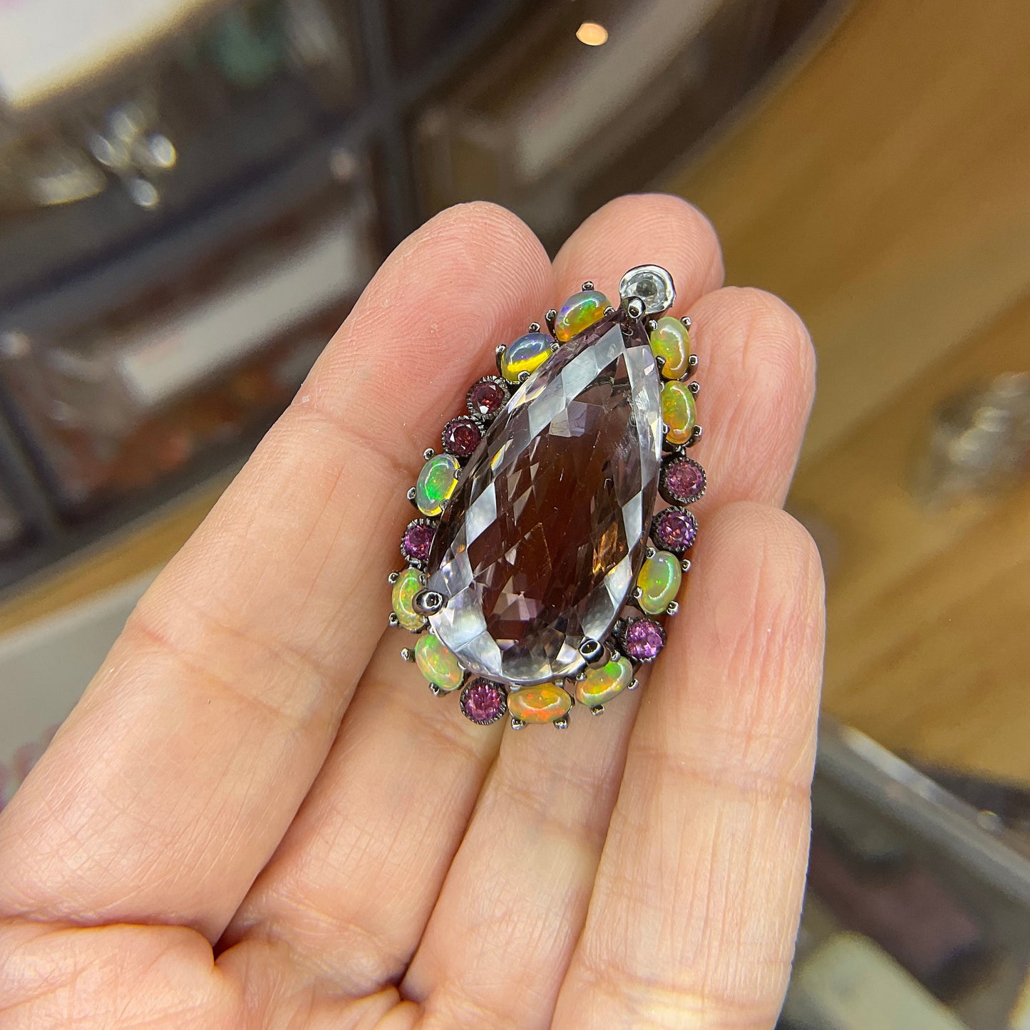 Sterling silver Ametrine opal pear shape gorgeous Pendant